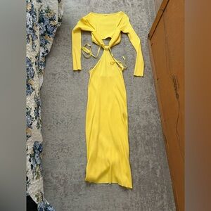 Cult Gaia Yellow Backless Knit Dress